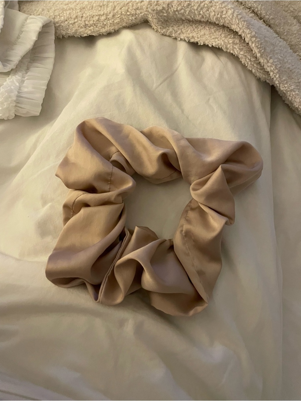 Extra large Satin Hair Scrunchie in Beige